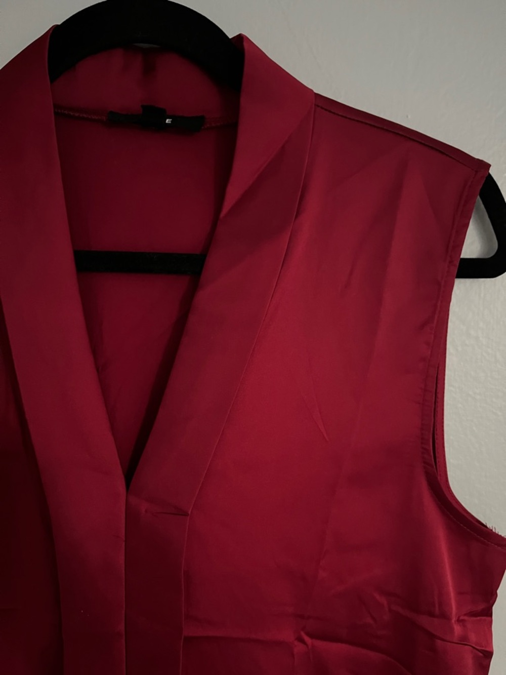 Red Satin Sleeveless Blouse